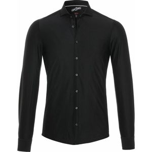 Pure Heren Overhemd Polyamide 4 Way Stretch Zwart Cutaway Slim Fit - 44
