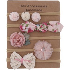 5 stuks Baby & peuter haarbandjes bloemen strikje - groot elastiek hoofdband