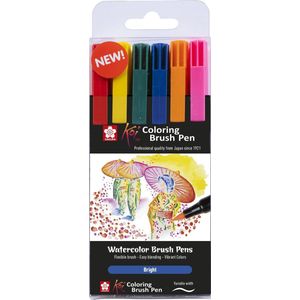 Sakura Koi Coloring Brush Pen set Bright | 6 kleuren