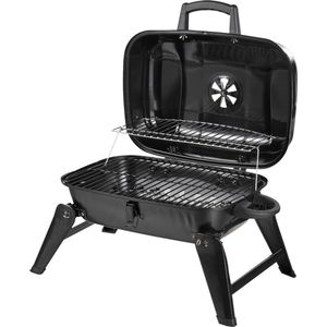 Barbecue - Houtskool - Rechthoekige houtskool BBQ - Camping BBQ - Draagbaar - Zwart