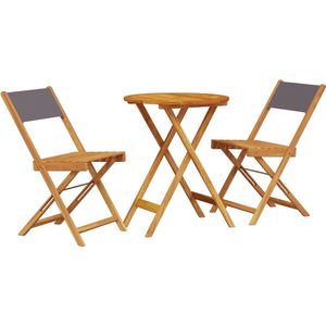 vidaXL - 3-delige - Bistroset - stof - en - massief - hout - antracietkleurig