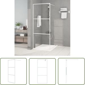 The Living Store Inloopdouchewand 80x195 cm transparant ESG-glas wit - Inloopdouche - Douchewand - Glazen Douchedeur - Badkamerspiegel - Modern Design