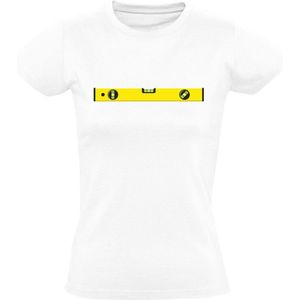 Waterpas Dames T-shirt - klussen - monteur - bouw - opmeten - verhuizing - verbouwen - bouwvakker - bouwmarkt - afmetingen