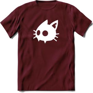 Cat Head - Katten T-Shirt Kleding Cadeau | Dames - Heren - Unisex | Kat / Dieren shirt | Grappig Verjaardag kado | Tshirt Met Print | - Burgundy - XL