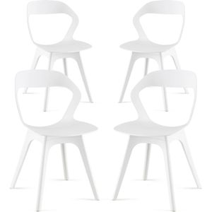 Set van 4 eetkamerstoelen, keukenstoel met gebogen rugleuning, tot 150 kg belastbaar, moderne eetkamerstoelen van PP, 4 stoelen voor eetkamer, keuken, ontvangstruimte (kleurrijk)