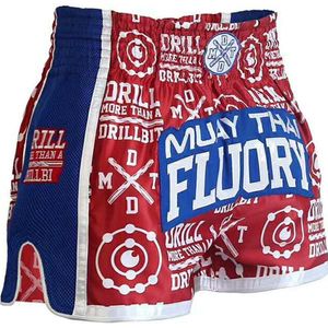 Fluory Kickboks Broekje Muay Thai Short Drill Rood maat XXL