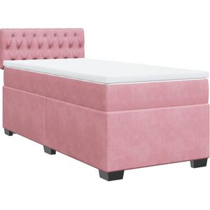 vidaXL - Boxspring - met - matras - fluweel - roze - 100x200 - cm