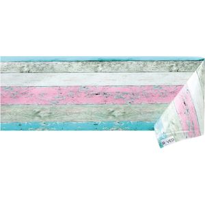 Raved Tafelzeil Steigerhout 140 cm x  220 cm - Roze - PVC - Afwasbaar