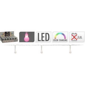 2x Feestverlichting gekleurd LED lichtsnoer 200 cm op batterijen - 20 multi lampjes - Gekleurde themafeest versiering/decoratie