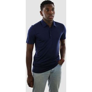 Vercate - Heren Polo Korte Mouw - Strijkvrij Poloshirt - Navy - Slim Fit - Tencel - Maat XL