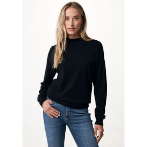 Mock Neck Trui With Dropped Shoulder Dames - Zwart - Maat XL