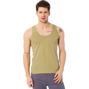 6 pack-Heren Onderhemd van 100% katoen-Singlet Heren-Legergroen-3XL