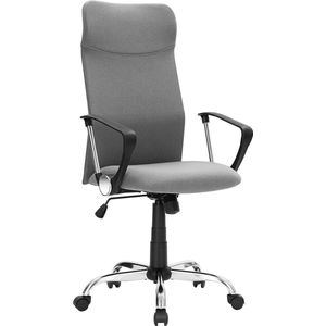 Hoppa! bureaustoel, ergonomische bureaustoel, draaistoel, gestoffeerde zitting, stoffen bekleding, in hoogte verstelbaar en kantelbaar, tot 120 kg draagvermogen, grijs