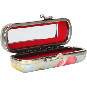 Lipstick Case Holder Vintage Borduurpatroon Draagbare Lipstick Case Houder met Spiegel .