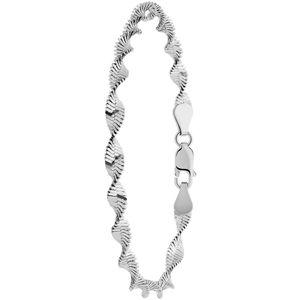 Lucardi Dames Gerecycled zilveren armband gedraaid - Armband - 925 Zilver - Zilverkleurig - 19 cm