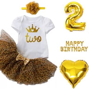 2e verjaardag kleding en decoratie set Wild Princess goud wit met kleding set en ballonnen - 2 - tweede - verjaardag - birthday - kinderkleding - ballon - decoratie