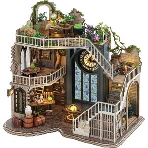 Premium Miniatuur XXL bouwpakket - Premium DIY magiërshut model-houten modelbouw- Miniatuur bouwpakket- miniatuur poppenhuis-handgemaakt houten model-Met LED verlichting- 23x16x23cm- Poppenhuis – Voor 14 jaar +