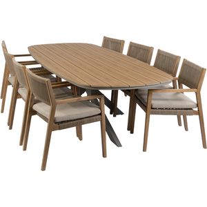 9-delige tuinset | 8 Felline tuinstoelen (Acaciahout) | Tuintafel Cadiz 280x115cm (Camel)