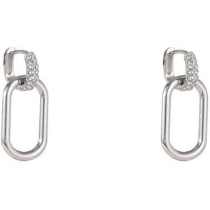 Day&Eve by Go Dutch Label Oorhangers Ovaal Strass Zilver