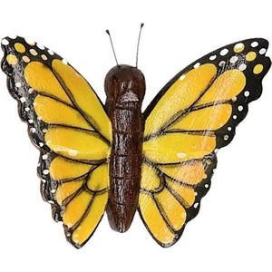 Houten magneet gele vlinder
