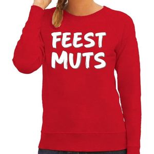 Feest muts sweater / trui rood met witte letters voor dames -  fun tekst truien / grappige sweaters XL