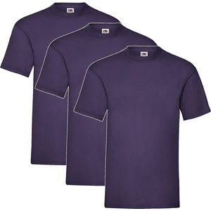 3 Pack Shirts Fruit of the Loom Ronde Hals Paars Maat XXXL (3XL) Valueweight