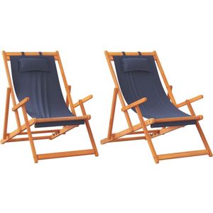 vidaXL - Strandstoelen - 2 - st - inklapbaar - stof - blauw