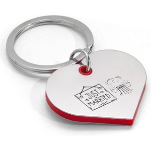 Akyol - just married sleutelhanger hartvorm - Trouwen - koppel - leuke cadeau voor pasgetrouwd stel