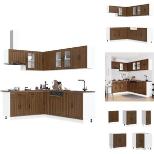 vidaXL Keukenkastset - Keukenkastsets - Keukenunitset - Kastset - 11-delige Keukenkastenset Lucca bewerkt hout bruin eikenkleur