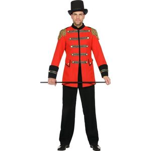 Wilbers & Wilbers - Circus Kostuum - Dappere Rode Dompteur Circus Man - Rood - Maat 52 - Carnavalskleding - Verkleedkleding
