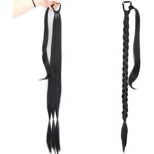 WiseGoods Luxe Paardenstaart Vlecht Extensions Dames - Hairextensions - Haarstuk - Vlechthaar - Pruik - Ponytail - Zwart 86cm