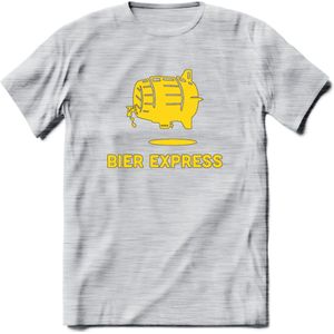 Bier express T-Shirt | Unisex Kleding | Dames - Heren Feest shirt | Drank | Grappig Verjaardag Cadeau tekst | - Licht Grijs - Gemaleerd - L