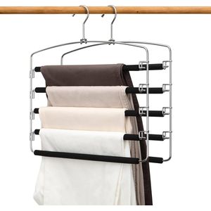 2 stuks draadkleerhangers, 4-laags, meervoudige broekhanger, kast, organizer, kledingkast, kledingkast, broekspanner, ruimtebesparend, antislip, stabiel, voor broekbesparing