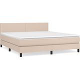 vidaXL - Boxspring - met - matras - kunstleer - cappuccinokleurig - 180x200 - cm