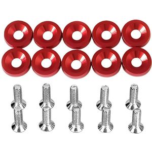 10 stuks M6 universele geanodiseerde aluminium sluitringen - motorruimte dressing up kit - rode spatbordschijf bumper schroef .