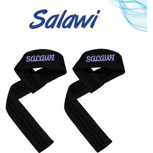 Salawi set - Deadlift Straps - fitness Lifting Straps - Krachttraining Accessoires - Bodybuilding - Gym Straps - Powerlifting - Fitness - Zwart Set