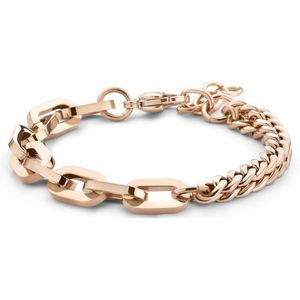 Edelstaal armband gourmette en paperclip vierkante buis 8 mm 16 + 3 cm ion plating