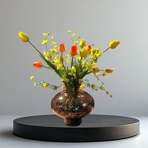 Seta Fiori - kunstbloemen boeket - Trendy Glazen Vaas met Kunsttulpen – 60 cm Hoog | Lente Decoratie