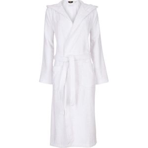 Unisex badjas wit - badstof katoen - sauna badjas capuchon- maat XS