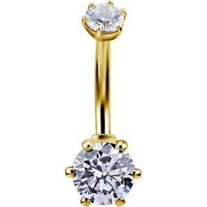 18 Karaat Goud Navelpiercing - Swarovski Zirconia