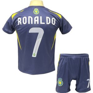 Ronaldo Voetbaltenue Al Nassr Blauw Uit Voetbalshirt en Broekje - Kinderen en Volwassenen - Maat M