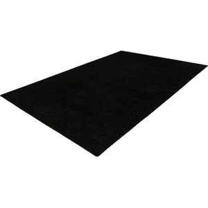 Lalee Comfy Uni vloerkleed karpet effen laagpolig vloerkleed rechthoekig organische vormen tapijt fraai gemêleerd 160x230 cm zwart