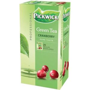 Thee pickwick green cranberry 25x1.5gr | Omdoos a 3 pak x 25 stuk | 3 stuks