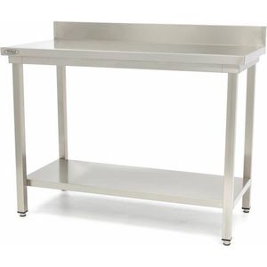 Maxima Werktafel rvs 160 x 60 cm met Spatrand en Onderschap Werktafel met spatrand