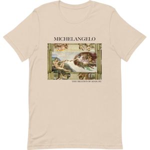 Michelangelo 'De Schepping van Adam' (""The Creation of Adam"") Beroemd Schilderij T-Shirt | Unisex Klassiek Kunst T-shirt | Soft Cream | XS