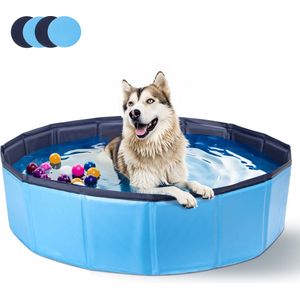 Nobleza Zwembad Hond - hondenzwembad - Ø160x30cm - opvouwbaar Dierenzwembad - Honden Speelgoed - Verkoeling Voor Huisdieren - Blauw