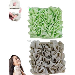 2 Stuks 2-in-1 Douchespons En Badstof Set Luffa Wasdoekje Combi Zachte Luffa Peelingspons Voor Zachte Reiniging Geschikt Voor Alle Huidtypen.