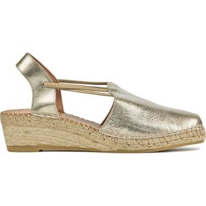 Viguera Espadrilles Dames / Damesschoenen - Leer - Sleehak Hoogte 4 cm - 1825 met - Goud - maat 38