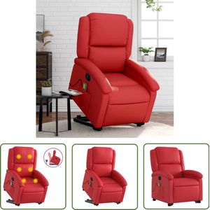 The Living Store Sta-op-massagestoel verstelbaar kunstleer rood - Stapstoel - Massageruimte - Ergonomisch - Elektrisch Bedienbaar - Fauteuil