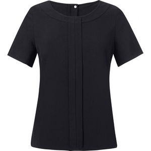 Blouse Dames 40 EU (12 UK) Brook Taverner Ronde hals Korte mouw Black 100% Polyester